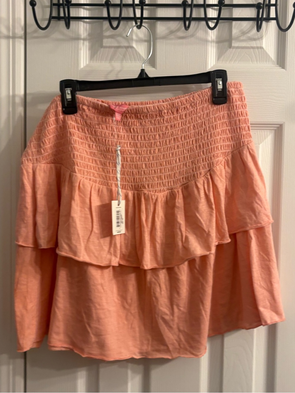 Simply Southern Peach Tiered Smocked-Waist Skirt